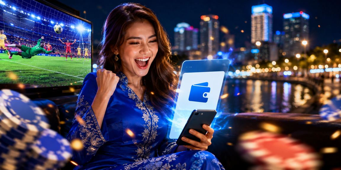 Wanita berbaju kurung bermain roulette melalui aplikasi kasino 14300 di Penang